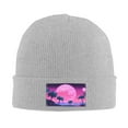 thumbnail image 2 of ZICANCN Retro Vaporwave Palm Trees Knit Beanie Hat, Winter Cap Soft Warm Classic Hats for Men Women, Gray, 2 of 8