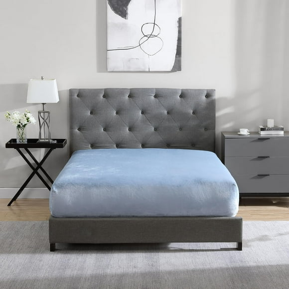 Sábana bajera ajustable Cathay Home Queen de piel de felpa ultrasuave, azul