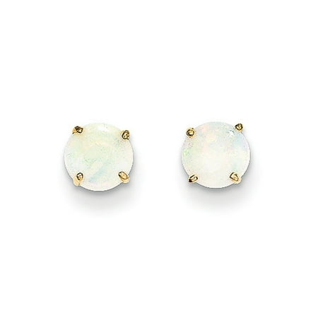 5mm Round Opal Stud Earrings in 14k Yellow Gold