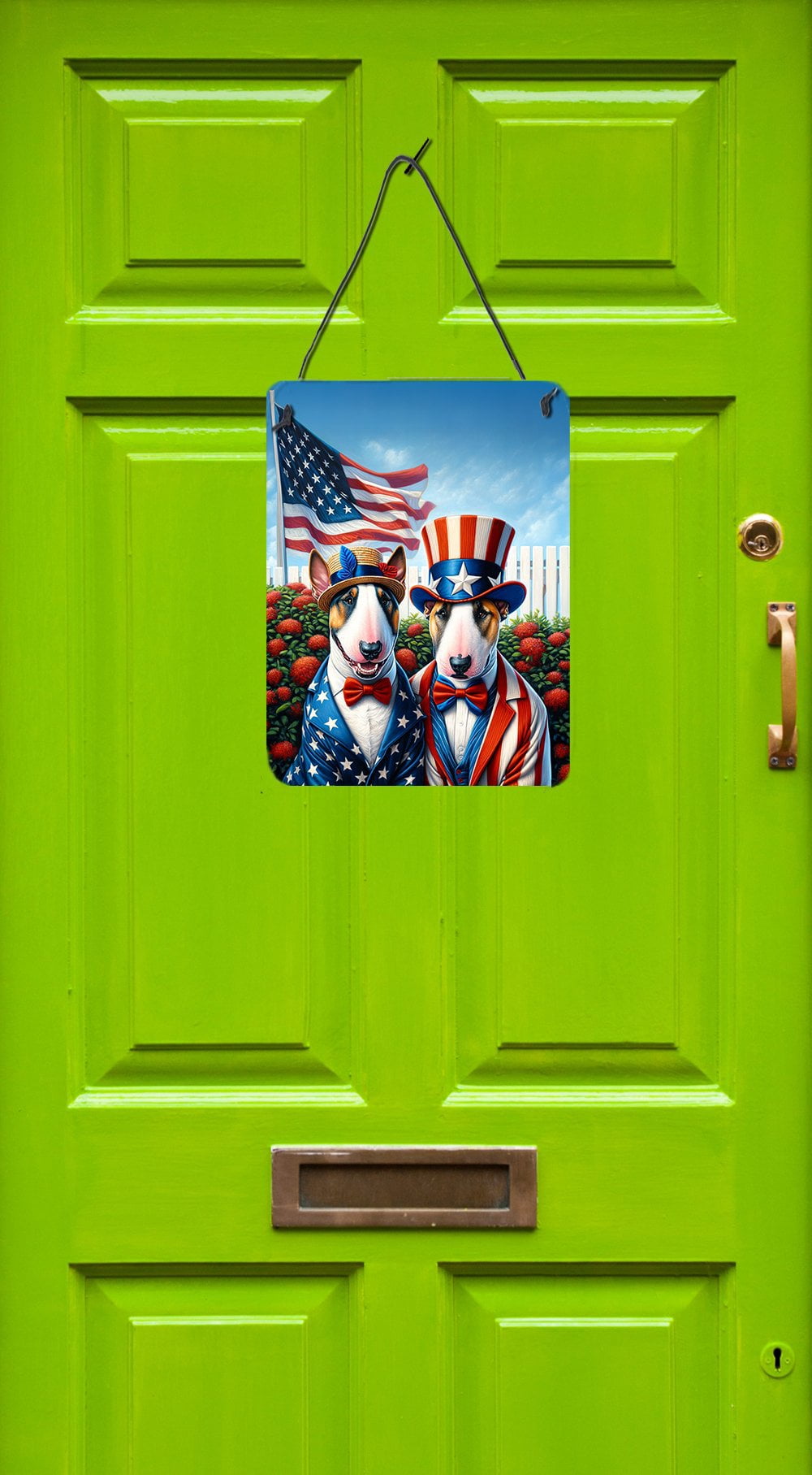 All American English Bull Terrier Wall or Door Hanging Prints 12 in x 16 in
