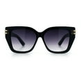thumbnail image 3 of Womens Minimal Ornate Metal Hinge Thick Plastic Horn Rim Fashion Sunglasses Black - Smoke, 3 of 8