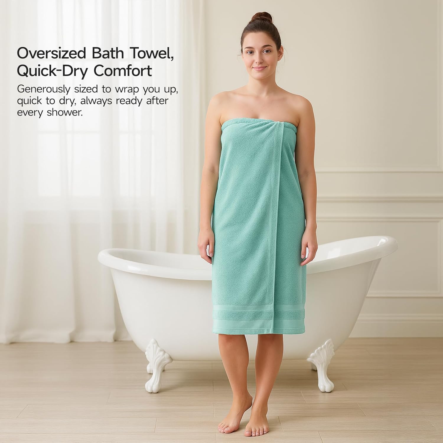 2-Piece 800GSM Oversized Cotton Bath Towels, 35x70in, Quick Dry, Ultra Soft, Super Absorbent, Grey