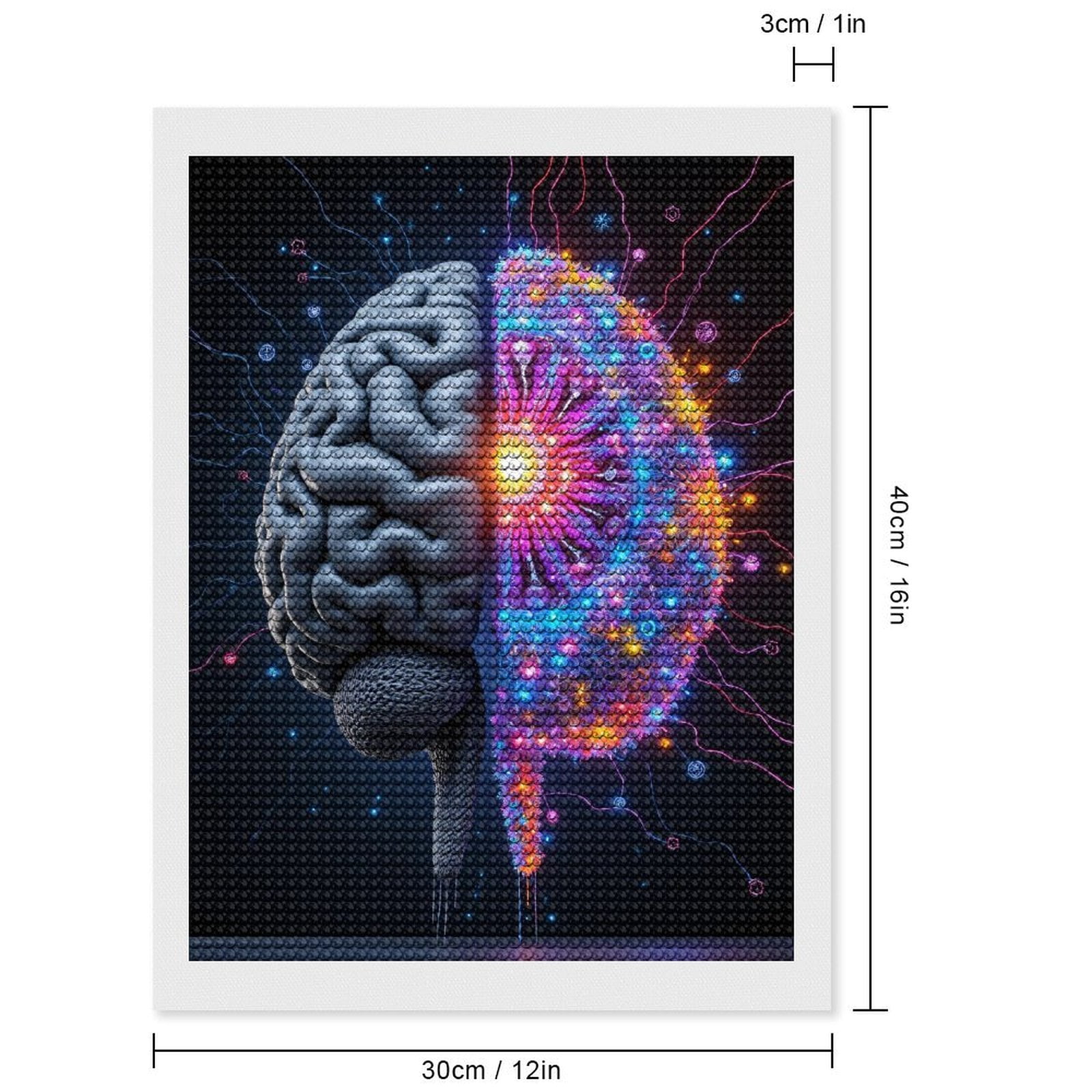 Diamond Art Kits for Adults, Brain Neural Digital Fusion Lights 5D Diamond Painting Kits for Adults Beginners, DIY Full Drill Diamond Painting, Gem Art and Crafts 12x16