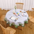thumbnail image 3 of ZACOO Easter Day Tablecloth Round 60" Easter Rabbits Spring Flowers Table Cover Dining Room Decorative Table Cloth for Home Kitchen Party Picnic, Green, 3 of 6