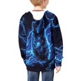 thumbnail image 2 of Chaqlin Blue Wolf Lightning Kids Casual Pullover Hoodie Long Sleeve Soft with Pockets Lightweight Comfy Top Boys Size 14-16, 2 of 7