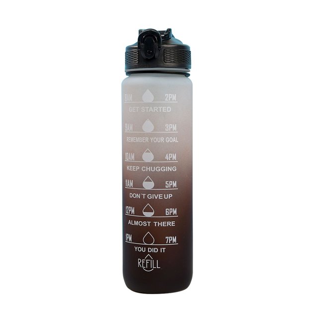 Vasos para beber de 1000 ml con marcador de tiempo y gradiente de paja de cuerda para correr senderismo JShteea El nuevo