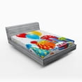 thumbnail image 1 of Ambesonne Party Fitted Sheet, Pie Hats Presents Ballons, Queen Size, Multicolor, 1 of 2