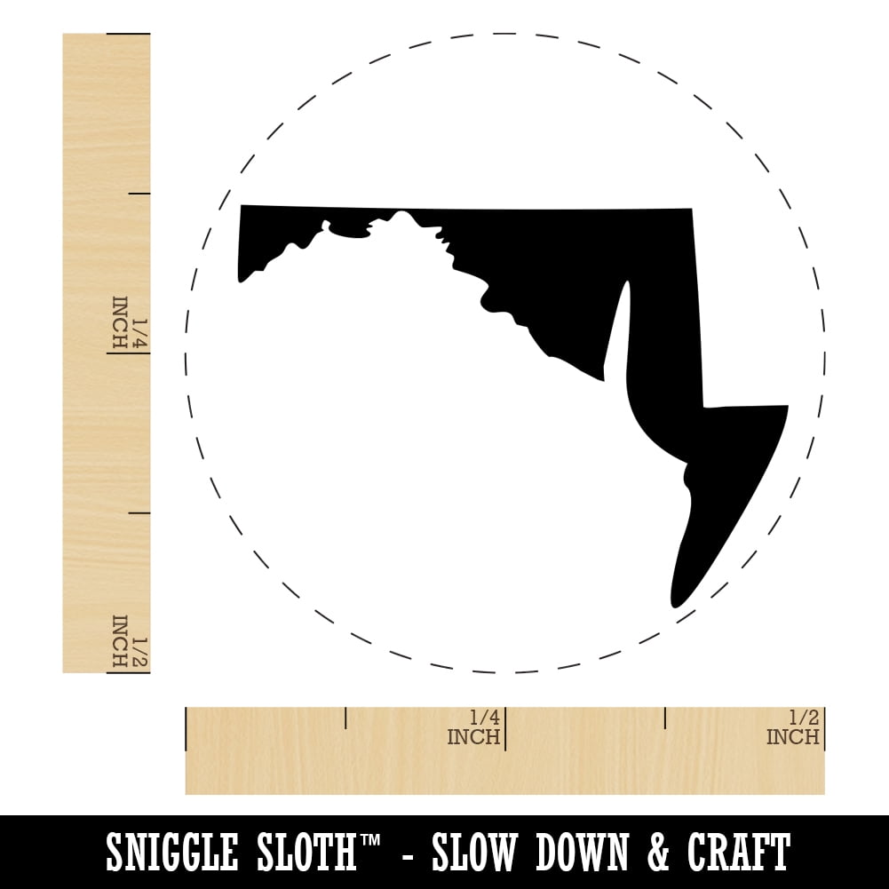 Maryland State Silhouette Self-Inking Rubber Stamp Ink Stamper - Blue Ink - Mini 1/2 Inch