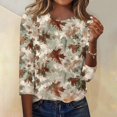 thumbnail image 2 of KLHDSF 3/4 Sleeve Tops for Women Basic Crew Neck Spring Blouses Casual Fit Fall T Shirts 2026 Light Brown XXL, 2 of 5