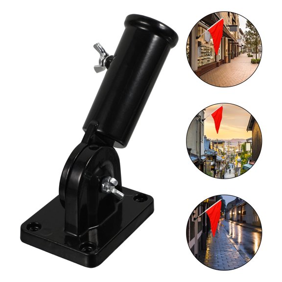 BESTOYARD Flagpole Bracket Black Aluminum Wall Mount with Adjustable Angle for Porch and Garden