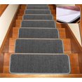 thumbnail image 1 of HSHDLDF 13pcs Carpet Stair Treads, Indoor Non-Slip Edging Stair Rugs Covers Rubber Backing Anti Slip Indoor Stair Mats Removable Washable Step Runners for Wooden Stairs(25.5×9.5In,Dark Grey), 1 of 7