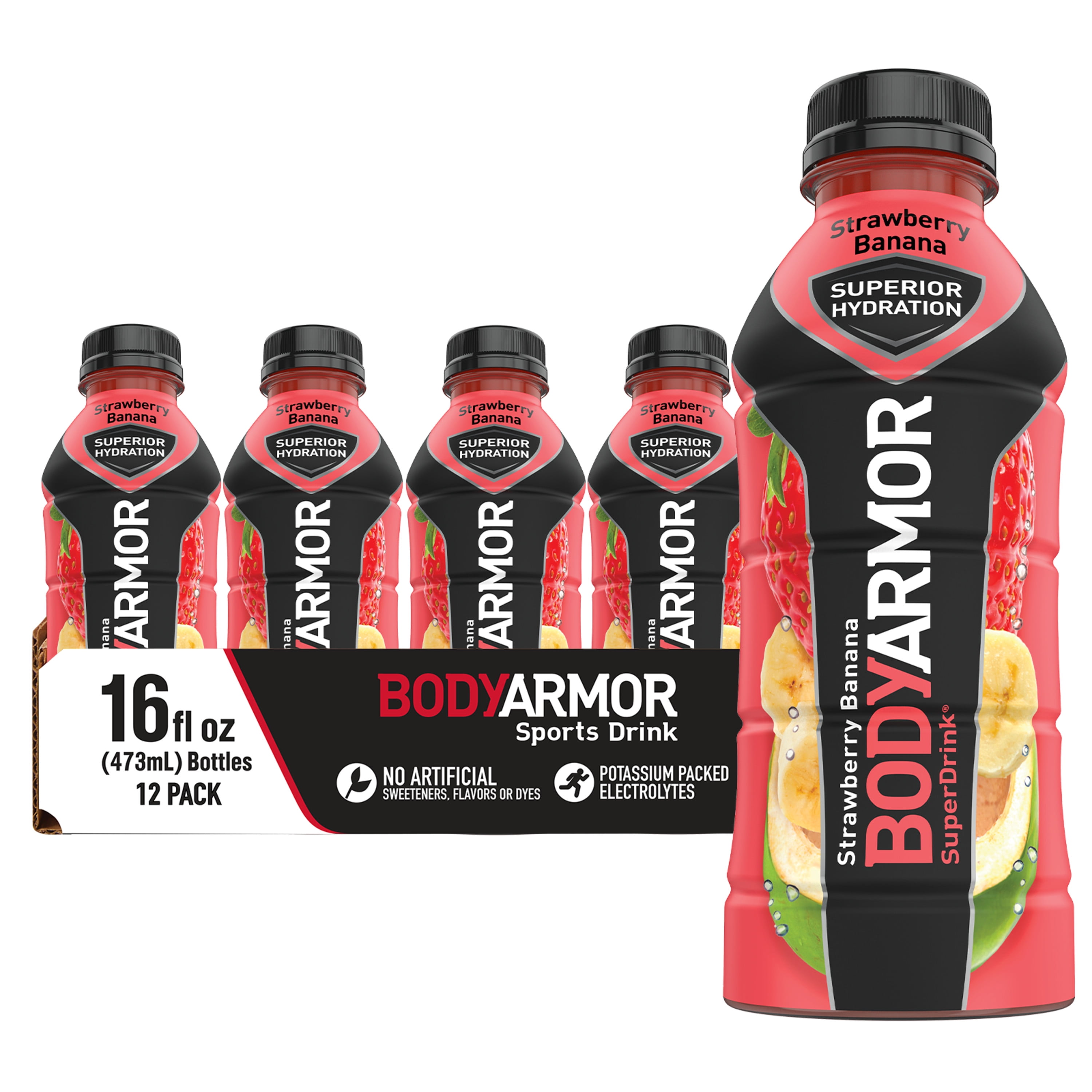 BODYARMOR Sports Drink, Strawberry Banana, 16 Fl. Oz., 12 count