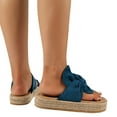 thumbnail image 5 of KIJBLAE Women Summer Sandals Flat Shoes Bowknot Beach Sandals Ladies Slip-On Open Toe Shoes Flats Plus Size Sandals Female Blue 36, 5 of 8