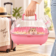 thumbnail image 2 of OANLKGI Small Pet Travel Carrier 10.83 x 8.66 IN Acrylic Viewing Panels Transparent Animal Transport Box Water Bottle and Carry Handle Portable Ventilated Pet Cage Pet Travel Pink, 2 of 5