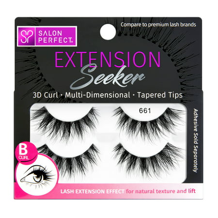 Salon Perfect Extension Seeker B-Curl False Eyelashes, 2 Pack, (Best Place To Get Eyelash Extensions)