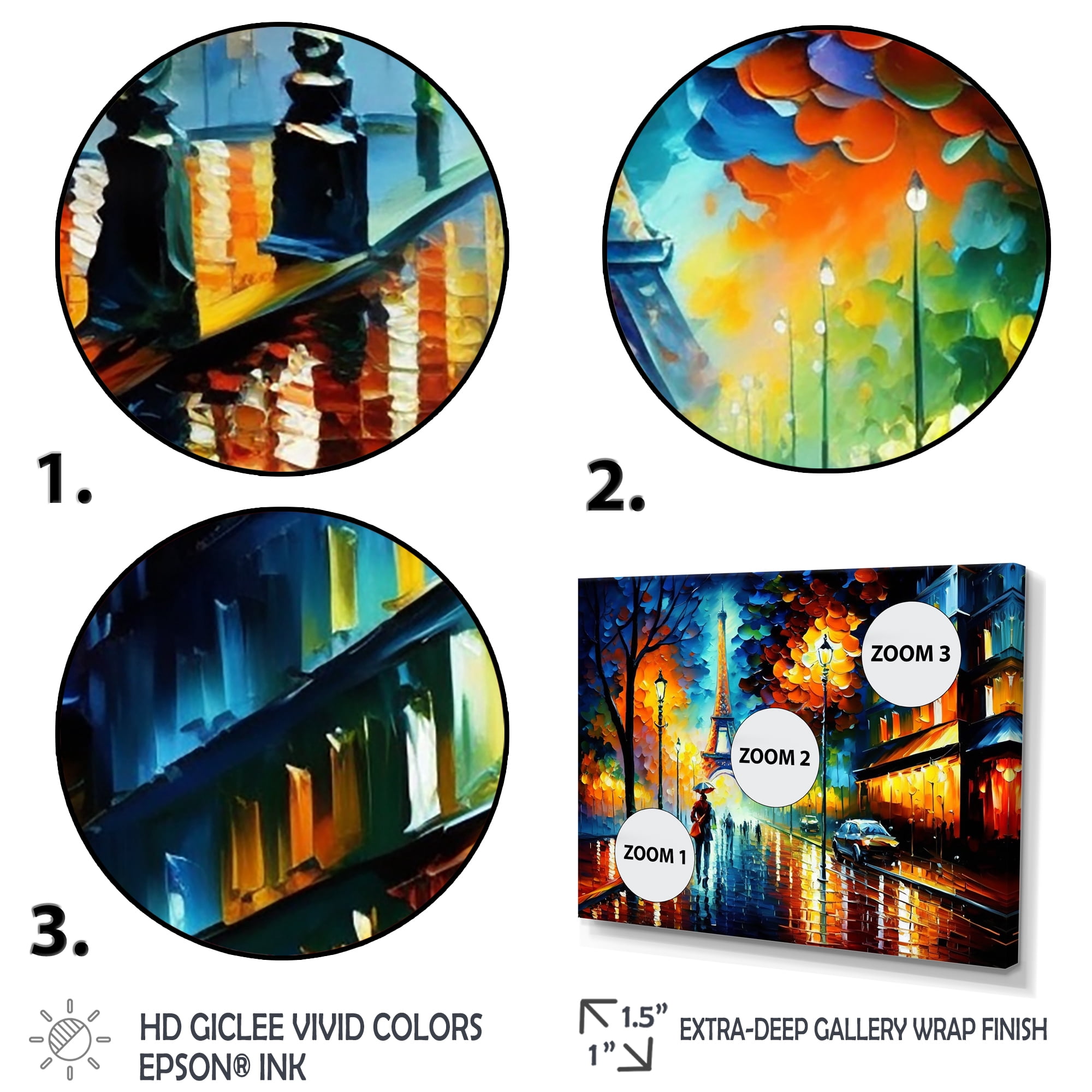 Designart Colorful City Paris Eiffel Canvas Wall Art
