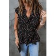 thumbnail image 3 of ABPHQTO Top sin mangas con cuello en V y cinturón con estampado floral negro para mujer, 3 of 5
