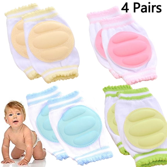 SIMDOO 4 Pairs Anti-Slip Adjustable Crawling Knee Pads, Breathable Soft Walking Knee Protector with Thick Cushion Pad
