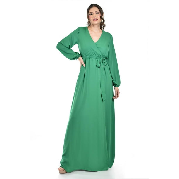 Vestido elegante de manga larga Roman Fashion / Juvenil, 2009 (Verde kelly) verde G