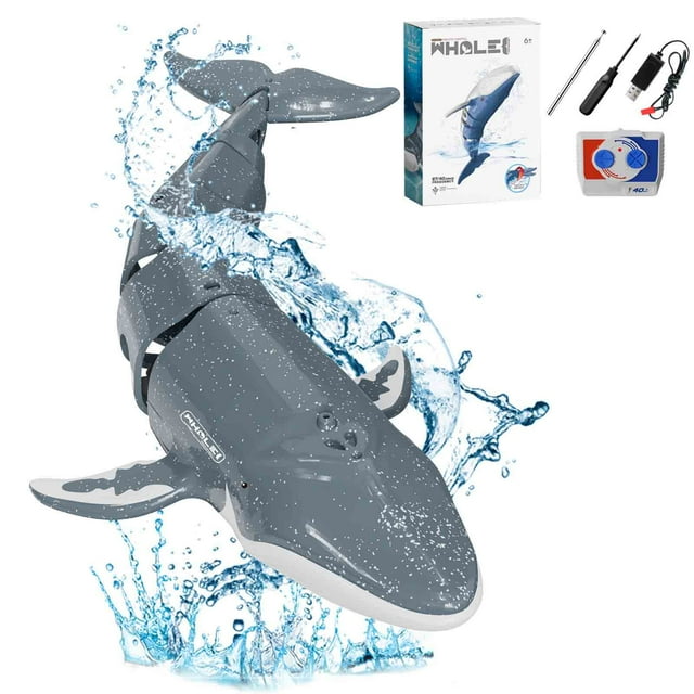 QIPOPIQ Clearance Squishy Toys Whales High Remote Control Simulation Scale Robot Fish With Diving & Spray Birthday Gift Water Remote For Bathroom Swimming Pool For Kids