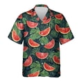 thumbnail image 2 of Camisa hawaiana con estampado de sandía para hombre, blusas con estampado 3D de frutas tropicales, blusas casuales de verano con botones, camisas Aloha de manga corta, 2 of 4