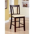 thumbnail image 5 of Transitional Style Dual Tone Ivory & Dark Cherry 9pc Set Dining Room Counter Height Table w Shelf 8x Side Chairs Dining Faux Marble Padded Chairs, 5 of 8