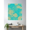 thumbnail image 2 of Minimalist Floral Line Art Pattern With Tropical Leaves Design | Aqua Blue & Beige Poster Wall Art, Modern Wall Decor For Living Room Bedroom, 24x36 UNFRAMED, 2 of 3