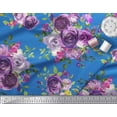 thumbnail image 2 of Soimoi Tissu Satin Modal Feuilles et Imprimé de Fleurs de Roses, Tissu au Mètre, 42 Pouces de Large, 2 of 3