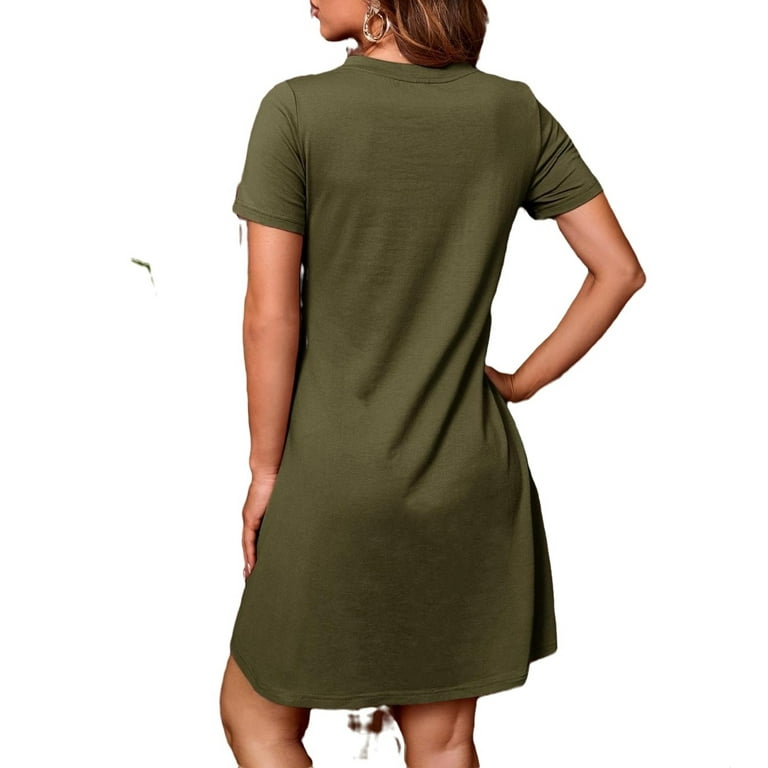 Army green t 2025 shirt dress