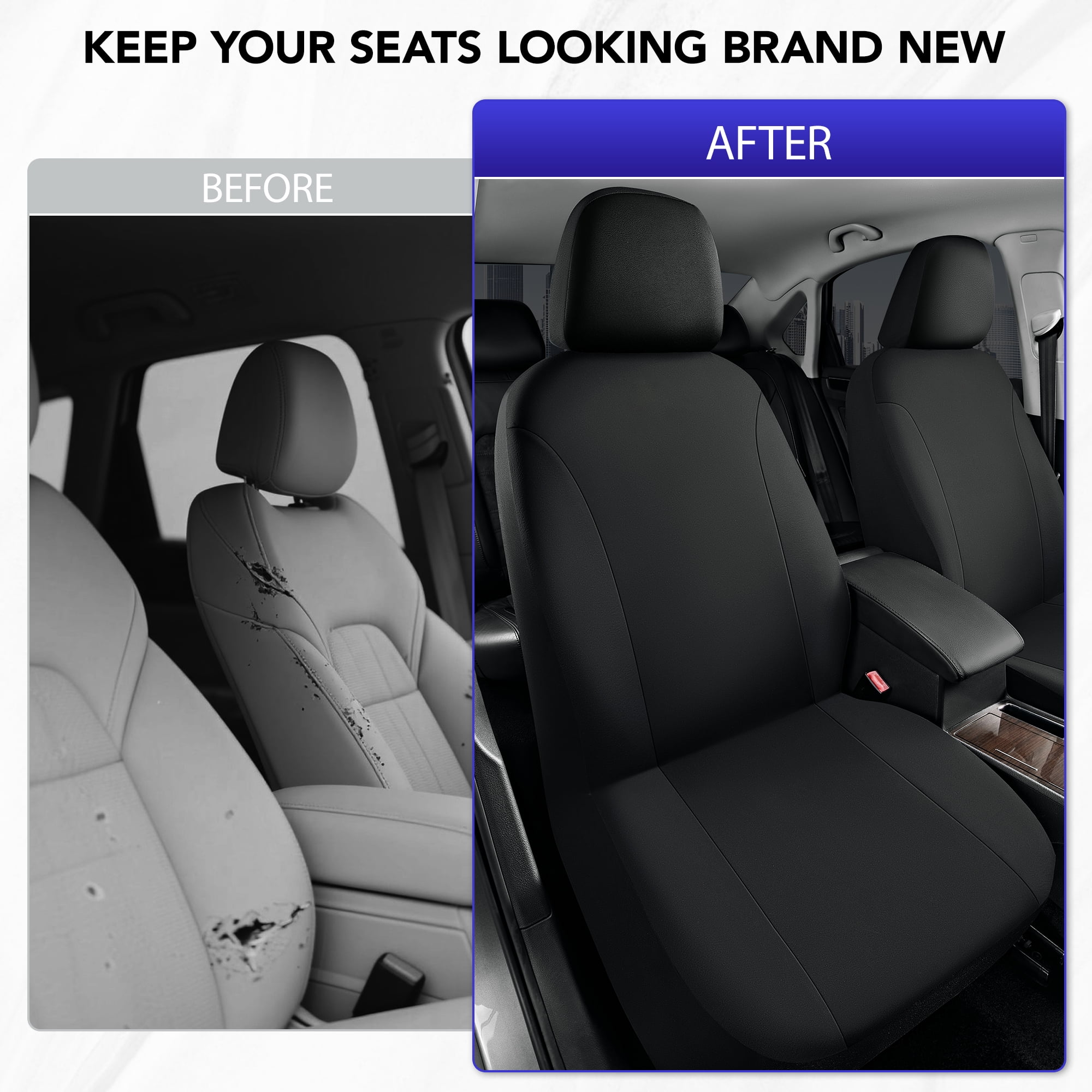 Road Comforts PolyPro Car Seat Covers– Front Seat Covers, Easy to Install, Universal Fit for Trucks Van SUV - Black