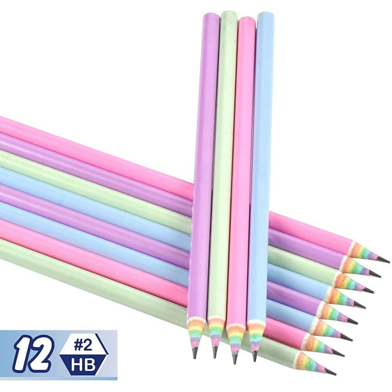 Heldig 12-Pack Eco-friendly Wood & Plastic Free Rainbow Recycled Paper HB  Pencils for School and Office SuppliesB 