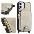 thumbnail image 3 of Feishell Crossbody Phone Case for Apple iPhone 11,Heart Pattern PU Leather Zipper Pocket & Card Slots Shockproof Kickstand Phone Case with Adjustable Shoulder Strap,Gray, 3 of 12