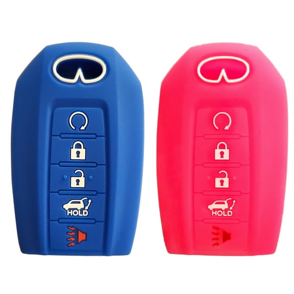 Silicone 5B Cover Entry Fob Case Skin Entry Holder QX 50 QX50 QX60 Infiniti Key (blue and pink)