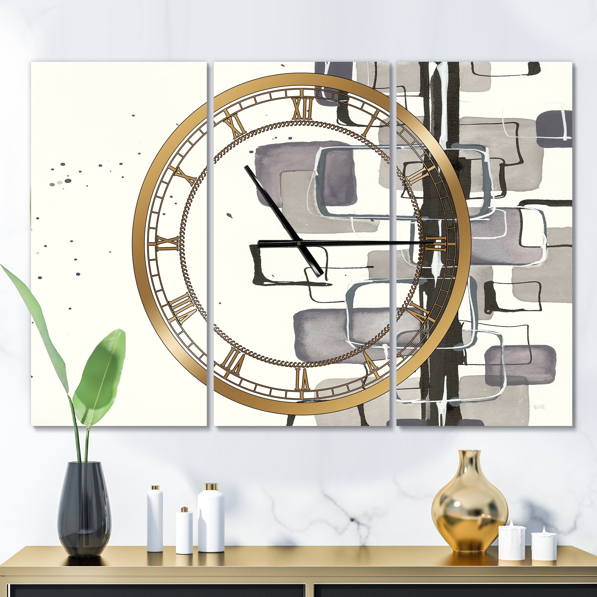Designart 'Glam Dancing shape III' Modern wall clock