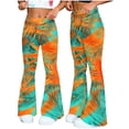 thumbnail image 2 of Naotn Women Floral Print Flare Pants, Elastic Waistband, Full‑Length Cut, Stretchy Soft, Casual Gym Yoga Pants, 2 of 7
