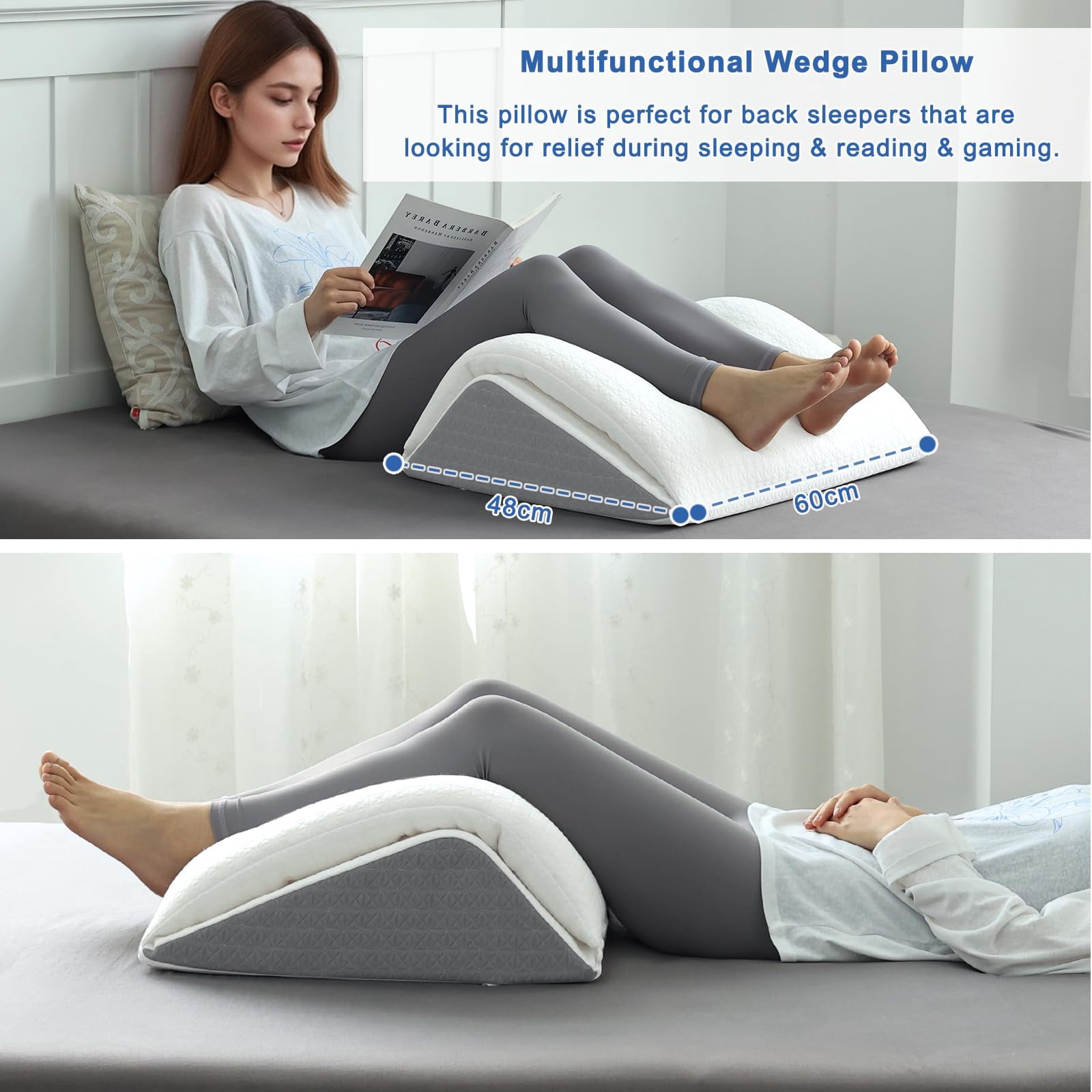 Shinnwa Knee Pillow Memory Foam Leg Wedge Pillow For Post Surgery Leg Elevation Knee Support