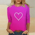 thumbnail image 2 of Valentines Day Shirts Women Plus Size Cute Striped 3/4 Sleeve Shirt Crewneck Tops Nautical Tshirts, 2 of 5