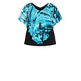 thumbnail image 3 of avenue Womens Mira Overlay Print with Necklace Pullover Blouse, Blue, Plus Size, 18W, 3 of 4