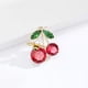 thumbnail image 3 of Broche de mujer TUNC Broche de cereza de cristal rojo Sencillez, 3 of 5