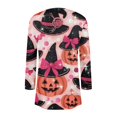 thumbnail image 6 of Women Halloween Open Front Cardigan Long Sleeve Pink Pumpkin Witch Hat Print Loose Fall Casual Outerwear, 6 of 7