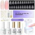 thumbnail image 1 of Kit de uñas de gel PEACECOLOR Coffin con 240 puntas de uñas y luz UV, 1 of 9