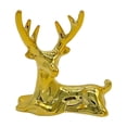 thumbnail image 2 of 2 Inch Gold Metal Sleeping Deer Statue, Modern Tabletop Decor, Minimalist Holiday Home Decor for Shelf, 2 of 7