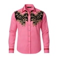 thumbnail image 4 of CONZONE Mens Western Cowboy Shirts Long Sleeve Buttons Down Shirts for Men Trendy Embroidered Lapel Soft Lightweight Tops, 4 of 4