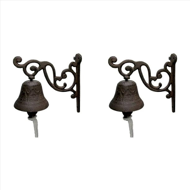 2X Timbre Antiguo de Jardín Vintage, Timbre de Metal Montado en la Pared de Hierro Fundido Grande Vintage, Adecuado para Decoración de Granja,B