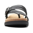 thumbnail image 3 of CLARKS COLLECTION Womens Black Buckle Accent Cushioned Brynn Madi Round Toe Wedge Slip On Leather Thong Sandals Shoes 9.5 M, 3 of 4