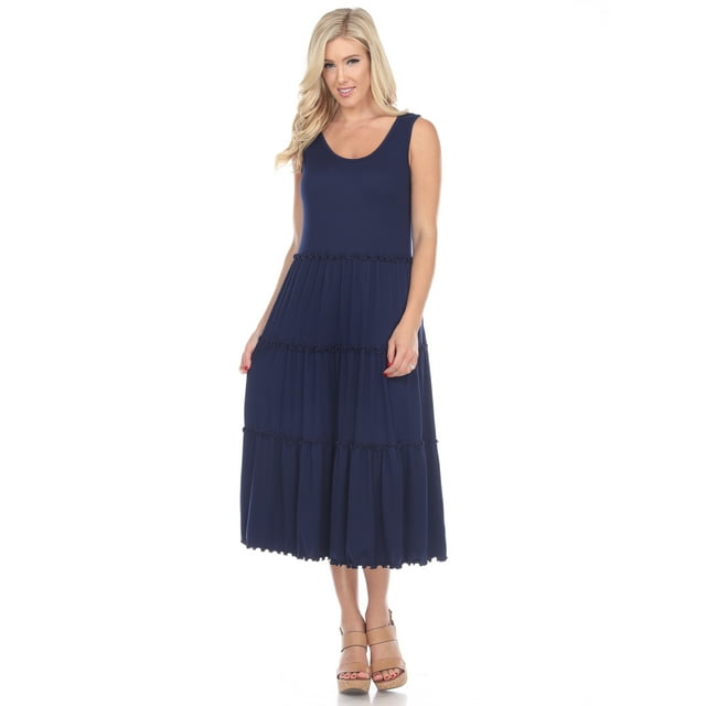 White Mark Robe Midi à Étages à Encolure Dégagée pour Femme