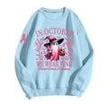 thumbnail image 3 of In October We Wear Pink Halloween Sweatshirts for Women Cancer Awareness Ghost Graphic Crewneck Sweatshirt, 3 of 6
