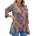 thumbnail image 3 of Fantaslook Plus Size Women Tunic Tops 3/4 Sleeve Dressy Casual Blouses Loose Flowy Floral Shirts, 3 of 8
