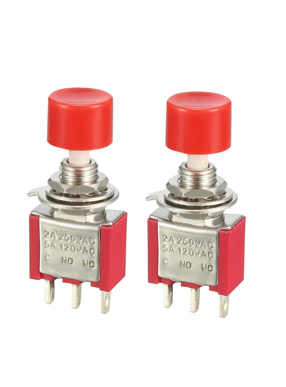 Uxcell 6mm Mounting Hole Red Momentary Push Button Switch SPST NO 2 Pack