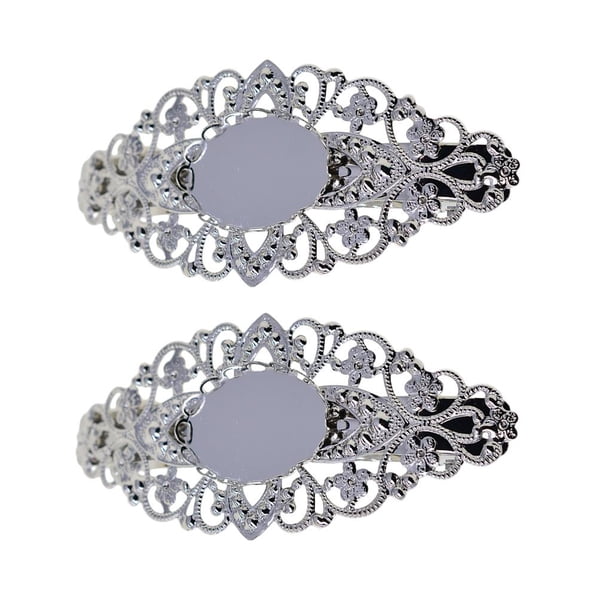 2x Pasador Clip Horquilla para el Cabello Accesorios Accesorio Plata